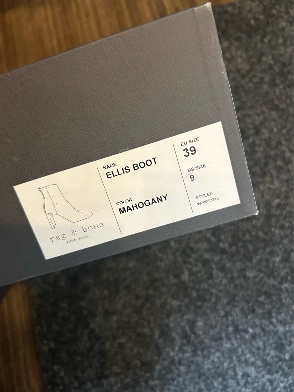 Rag & Bone Mahogany leather Ellis Ankle Boots Size 39